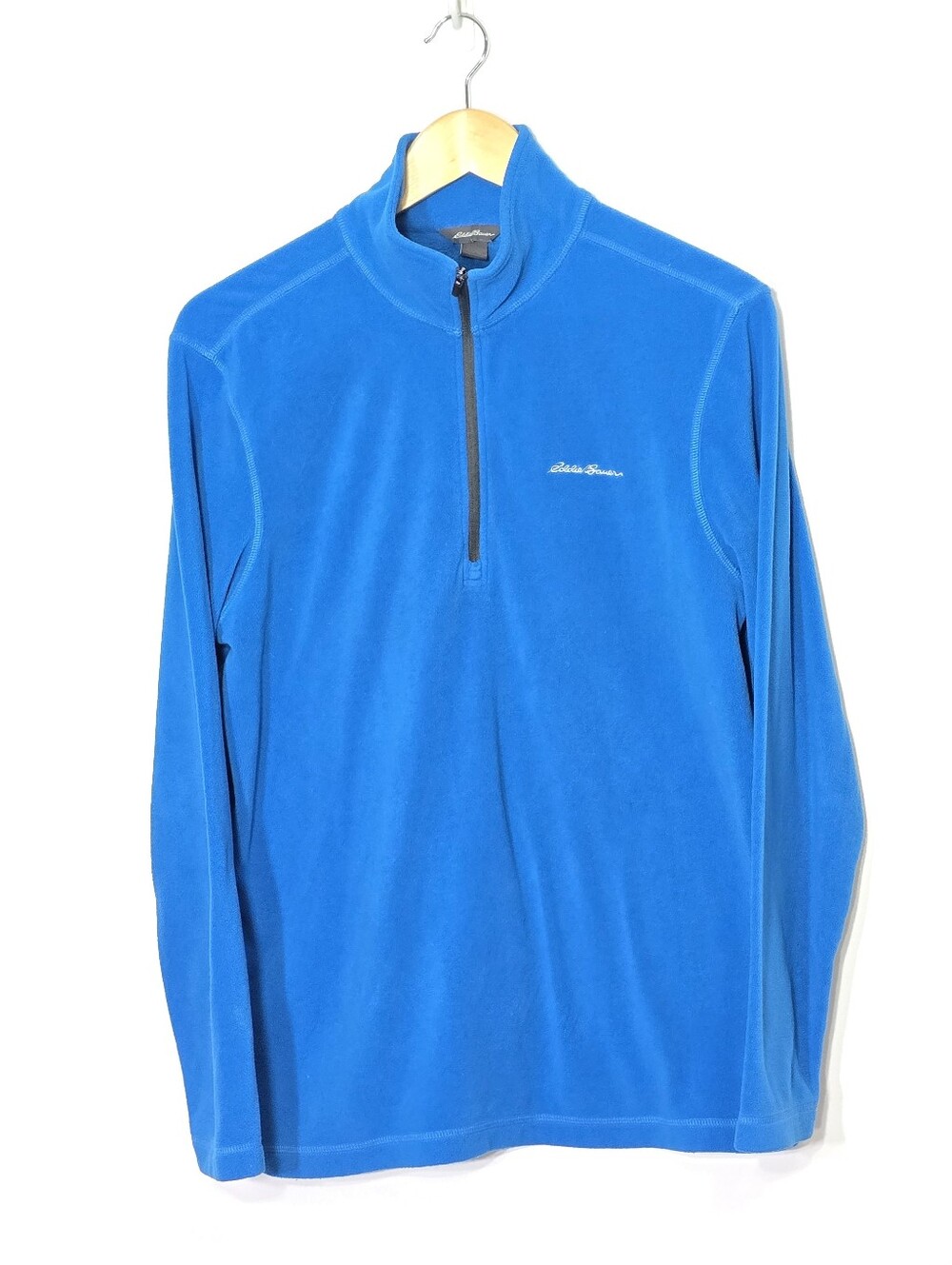 Eddie Bauer Men's Blue Fleece Long Sleeve Pull Over Zipper Neck Comfy Size Small